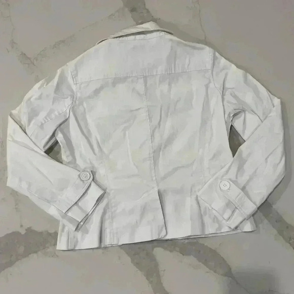 Talbots Petites White Stretch Field Jacket Womens 10 Button Closure Front Pocket - Picture 5 of 5